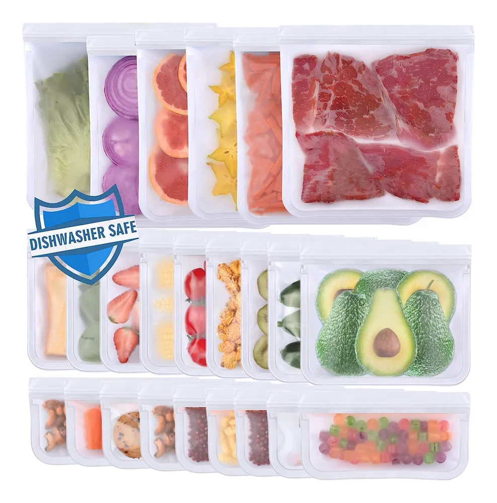 24 Pacotes De Sacos Ziplock De Silicone Reutilizáveisvayotoy