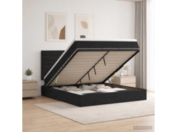 Vidaxl Cama Ottoman Com Colchão Preto 180 X 200 Cm Tecido
