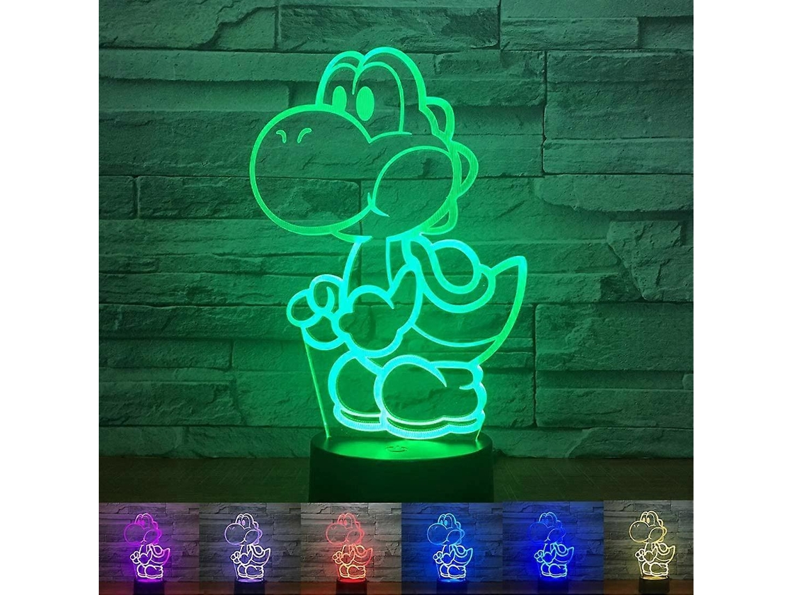 Luminria Noturna 3d Yoshi, 16 Cores Rgb Com Controle Remoto Por Toque, Lmpada Yoshi Para Decorao De Quarto Infantil, Luminria Aquaforge