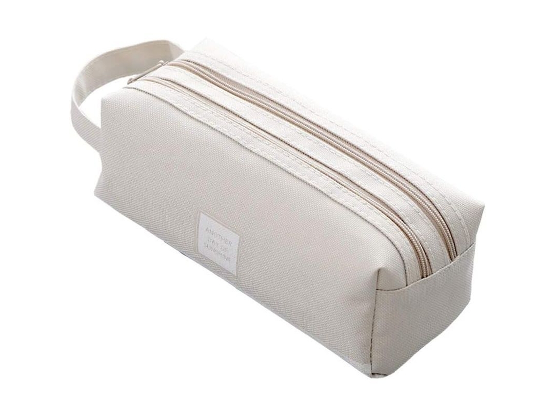 2026 estuche de Lápices Linjou de Gran Capacidad Con 2 Bolsillos, Doble Cremallera, Oxford (gris)