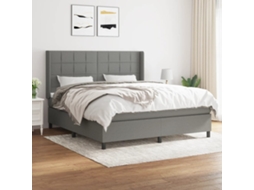 Vidaxl Cama Com Molas/colchão 160x200 Cm Tecido Cinzento-escuro