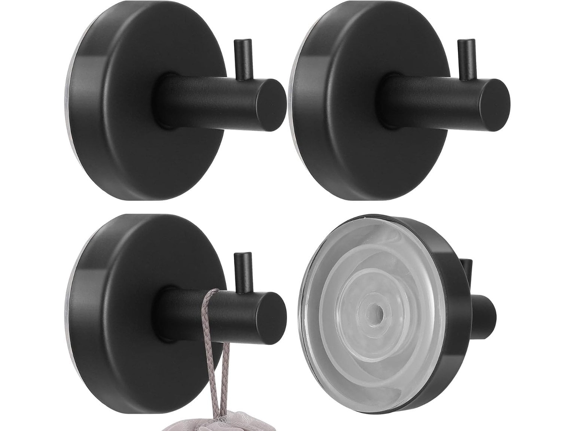 Conjunto de 4 Ganchos com Ventosa 6* 6* 5, 5 Cm para Toalha, Sem Necessidade de Furar, À Prova D'água, para Chuveiro, Banheiro BRILVIBERA