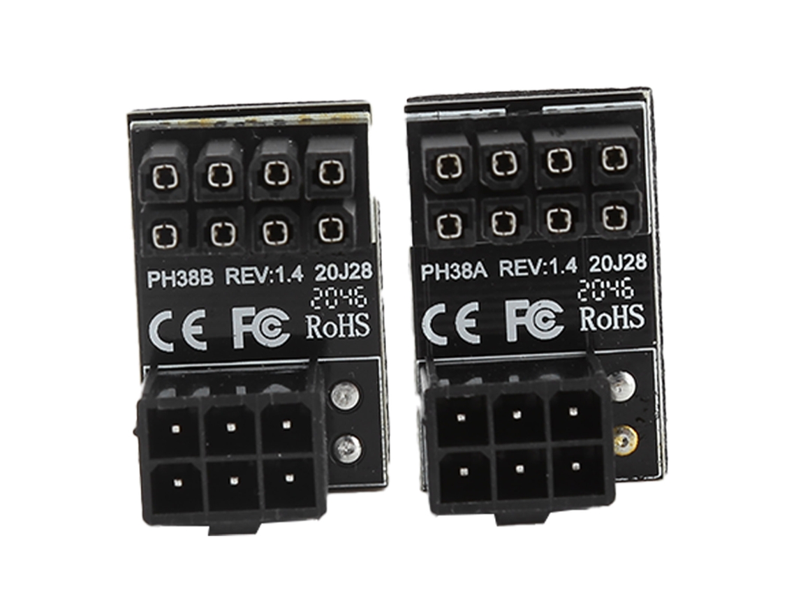 2 Adaptadores De Energia 6pin Fêmea Para 8pin Macho Conector Ângulo 180 Graus Para Placa De Vídeo De Desktop Preto
