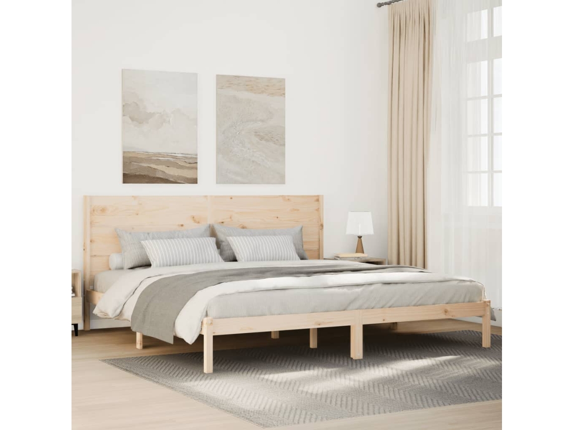 Vidaxl Cama Extra Longa Sem Colchão 200x210 Cm Madeira Maciça