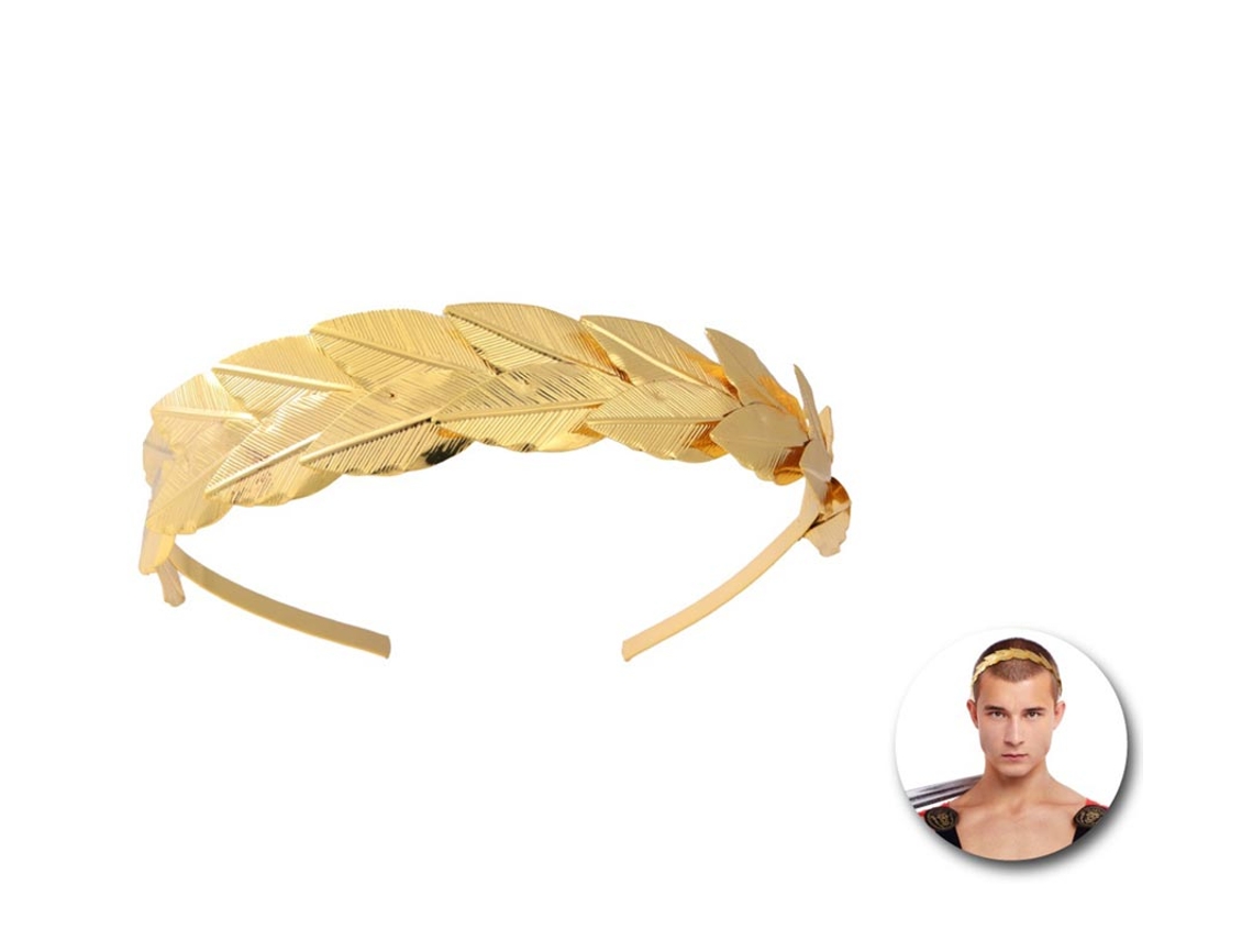 Tiara romana com folhas de louro douradas