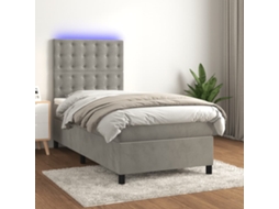 Vidaxl Cama Box Spring C/ Colchão/led 100x200 Cm Veludo Cinzento-claro
