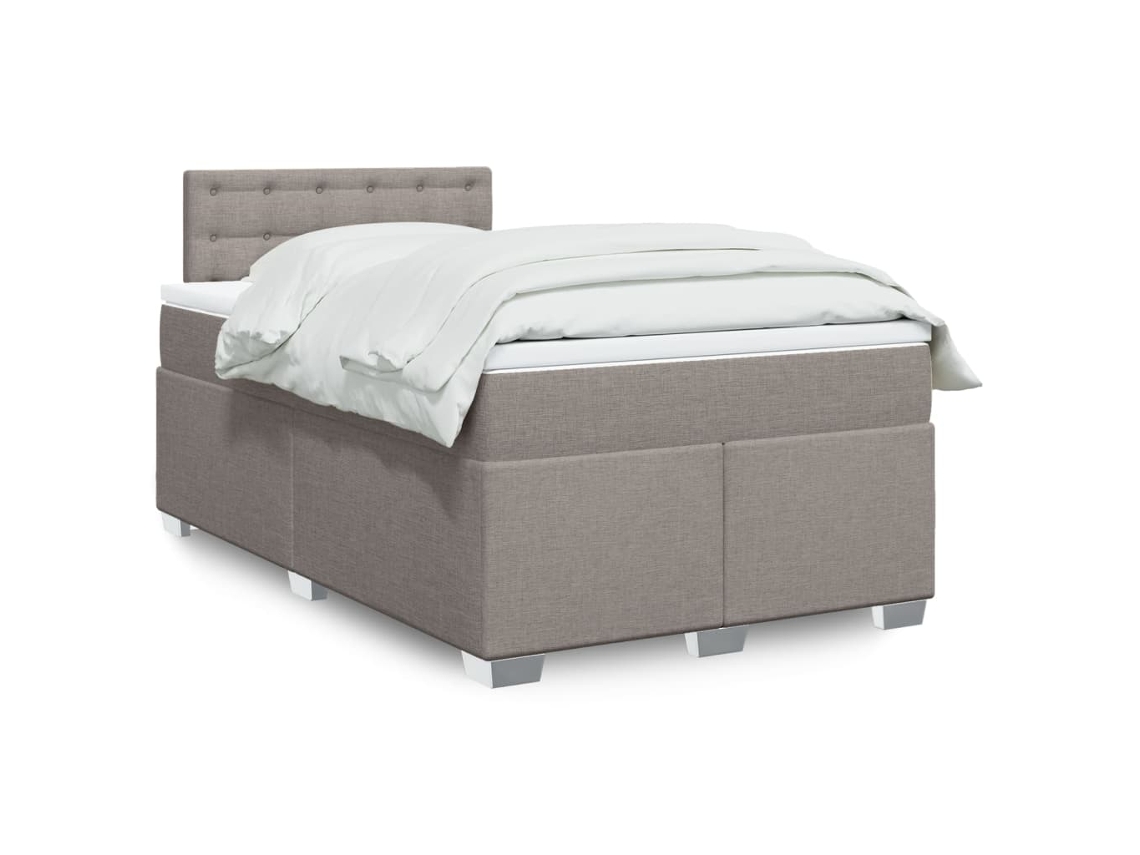 Cama Boxspring C/ Colchão 120x190cm Tecido Castanho-acinzentado
