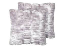 Conjunto De 2 Almofadas Decorativas Beliani Macodes De Pelo Sintético Cinzento Claro 45x45x14