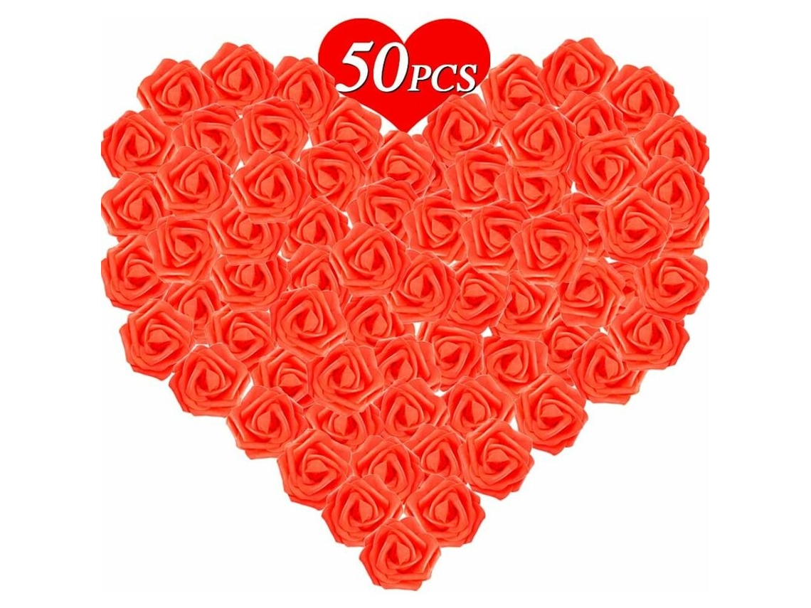 50 Rosas Artificiais Brancas de 7 Cm para Decoração de Cabelo, Acessórios para Cerimônias de Casamento Klb AQUAFORGE (vermelho)