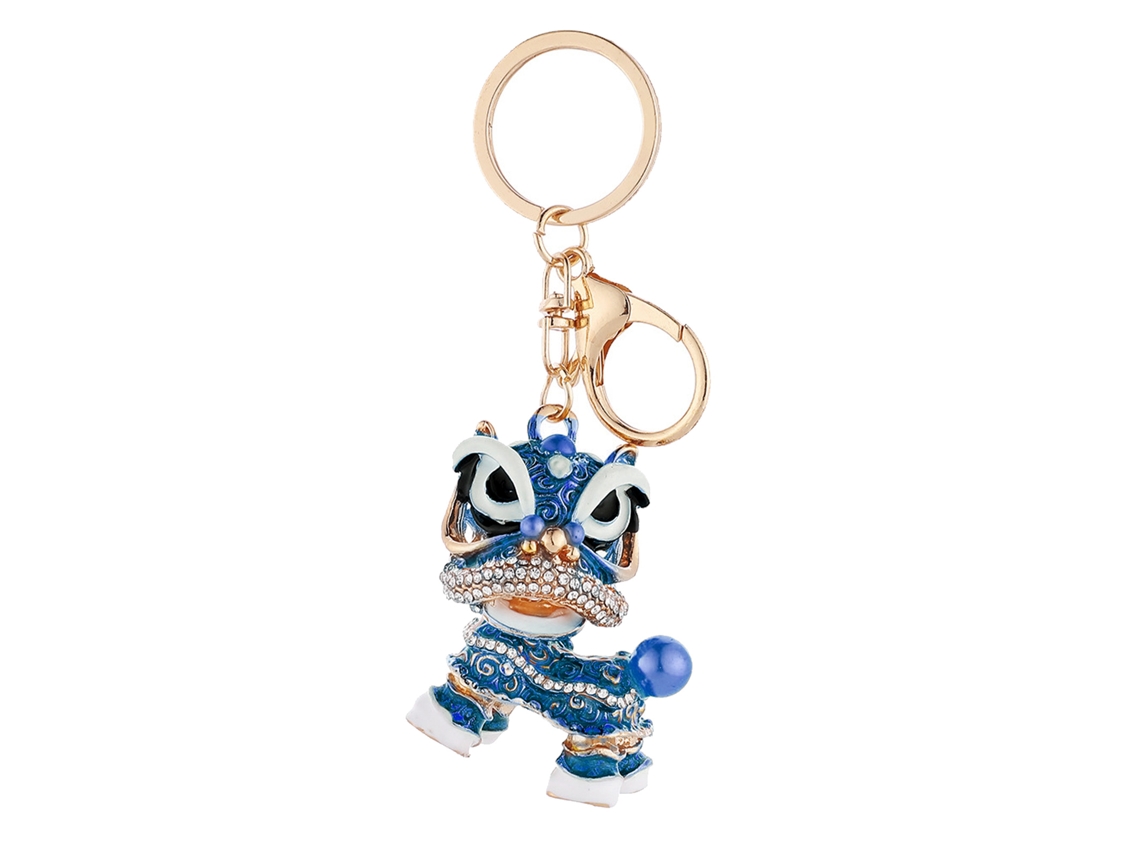 Laxiscreed Cabeça De Rotação 360° Azul Com Diamantes, Presente Criativo De Ano Novo Estilo Chinês Leão