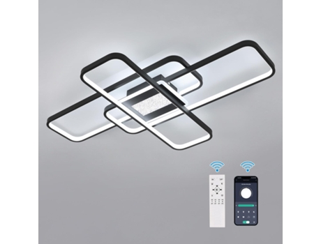 Candeeiro Goeco Luminária De Teto Led Retangular, Preta 90589cm, Regulação Contínua, 56w