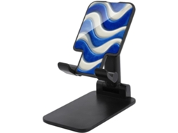 Suporte Dobrável E Ajustável Para Celular Com Estampa De Ondas Azuis Brancas, Ideal Para Escritório