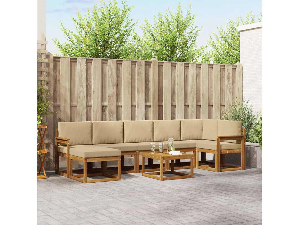 Vidaxl Conjunto De Sofás Para Exterior 8 Pcs Natural E Bege