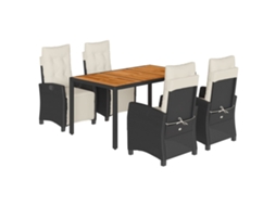 Conjunto de 5 Jantar para Jardim com Almofadões Vime Pe Preto MAISON EXCLUSIVE