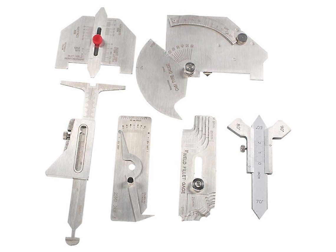 Kit De 6 Calibradores De Soldadura Para Inspección De Costuras Redondas Y Corona Medidor De Tamaño Acero Inoxidable Plata
