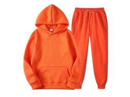 Conjunto De Calças De Moletom Com Camisola Capuz E Cordão Para Homem - Confortável E Estiloso Para Várias Ocasiões Laranja