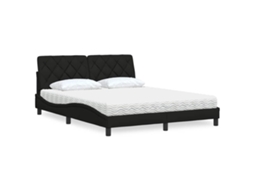 Vidaxl Cama Com Colchão 160x200 Cm Tecido Preto