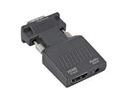 Adaptador Vga Para Hdmi De Metal Hd, Adaptador De Vídeo Para Computador Vga Para Hdmi, 1 Peça, Preto Hengjian