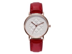 Reloj Analógico De Cuarzo Con Correa De Pu Para Mujer Y Hombre Color Rojo