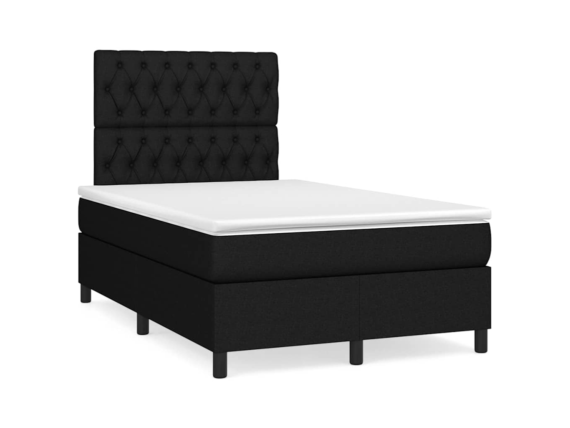 Vidaxl Cama Box Spring C/ Colchão E Led 120x190 Cm Tecido Preto