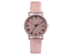 Relógio Feminino de Quartzo com Pulseira de Pu, Dial Redondo, Estilo Simples (rosa)