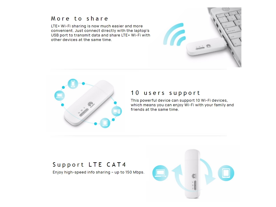 Roteador Wifi 4g Lte Mini Usb Huawei E8372h-155