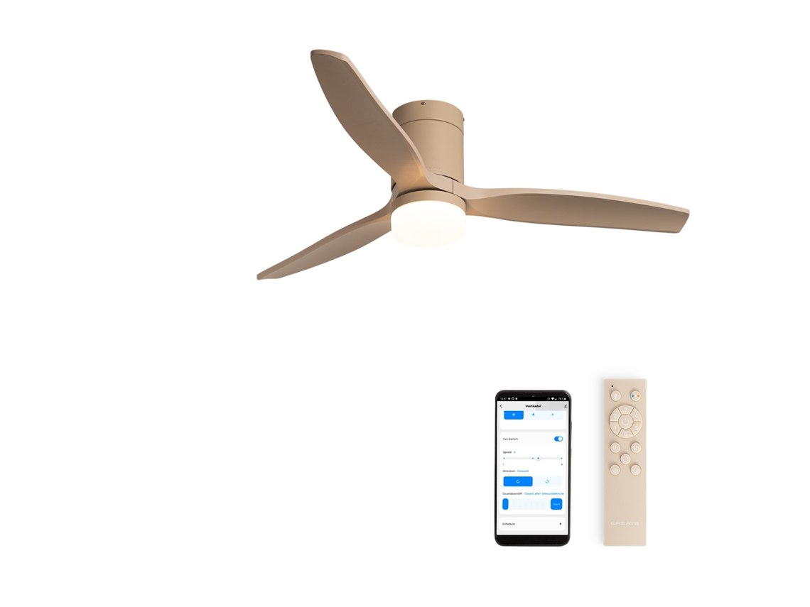Create - Wind Calm - Ventilador De Teto Silencioso De 40 W Com Pás Técnicas Em Abs De Vários Tamanhos
