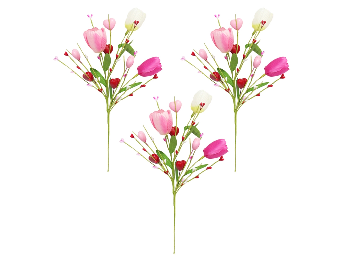 Laxiscreed Tulipas Artificiais Vermelhas E Rosas Pack De 3 Para Decoração De Dia Dos Namorados