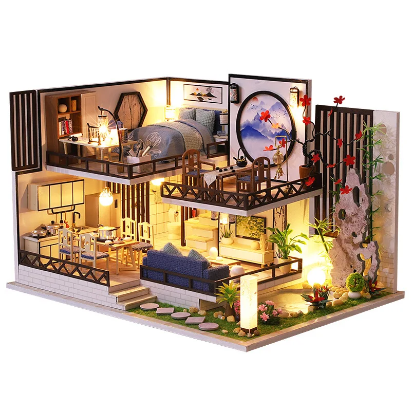 Kit de Casa de Bonecas em Miniatura de Madeira para Montar MDUG
