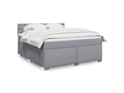 Vidaxl Cama Com Molas/colchão 180x200 Cm Tecido Cinzento-claro