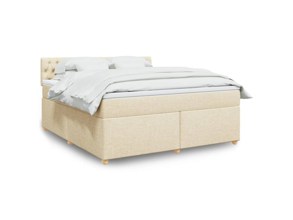 Vidaxl Cama Com Molas/colchão 180x200 Cm Tecido Cor Creme