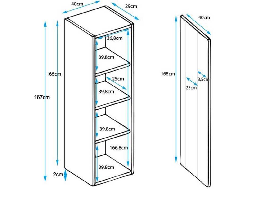 Vitrina com Pés Standard Luke V5 MÓVEIS BONITOS (Sonoma e Branco - 40x167 cm)
