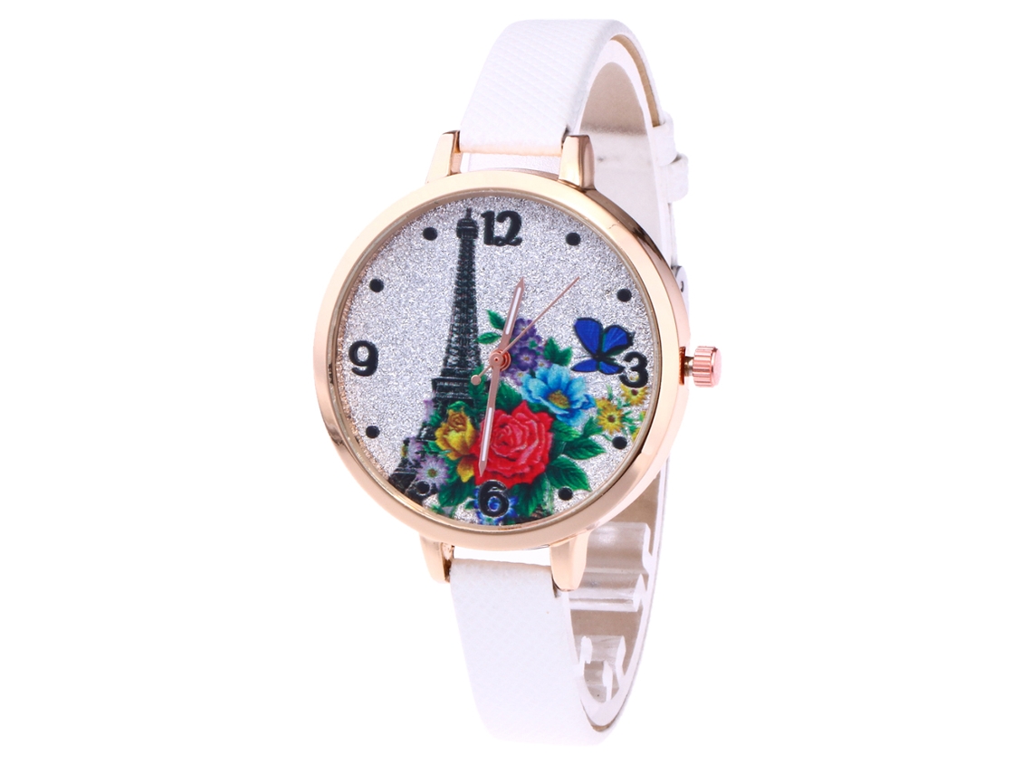 Relógio de Pulso Feminino Casual Elegante de Quartzo Moda Branco Presente
