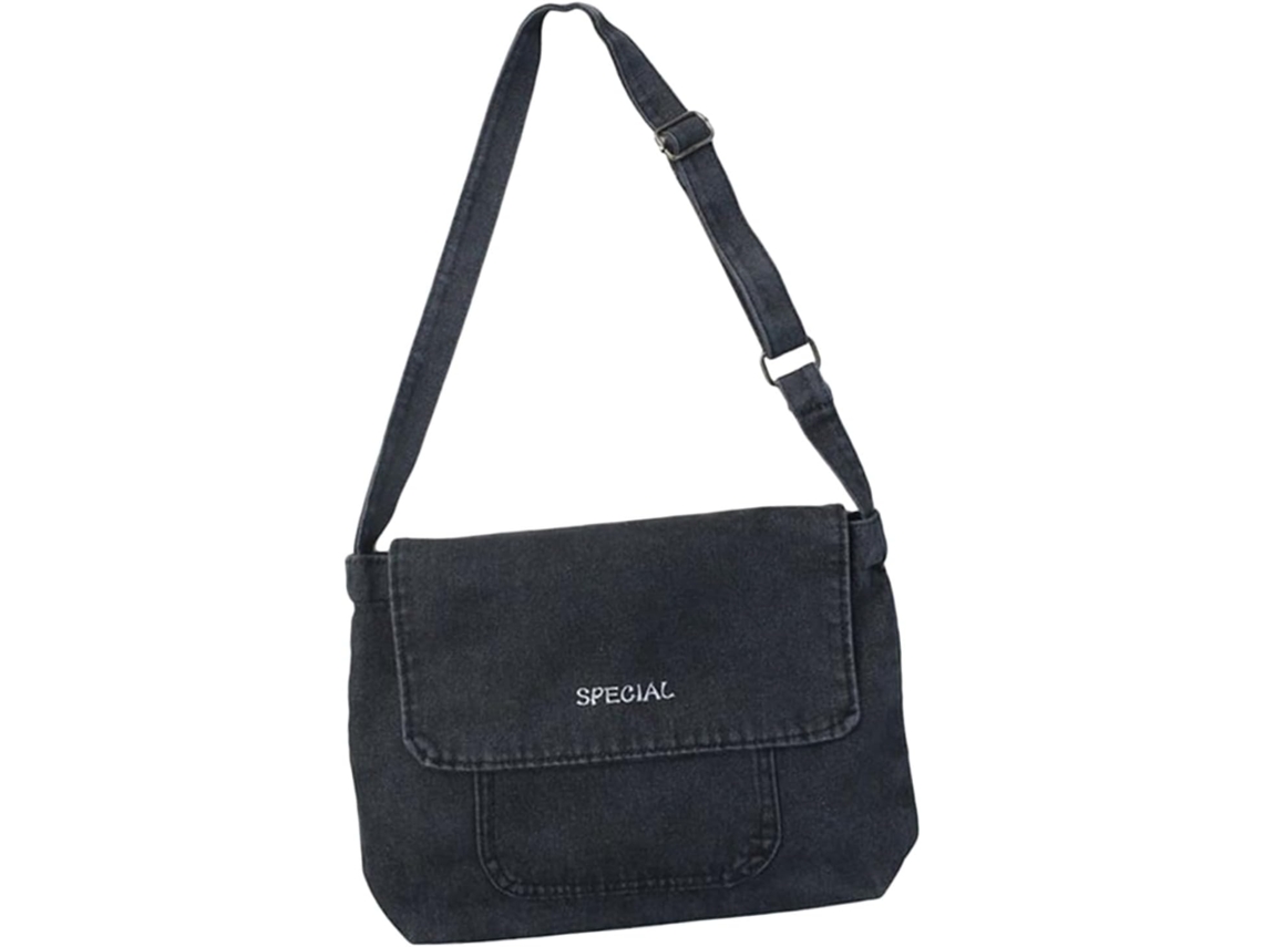Bolsa Transversal Vintage Em Jeans Para Mulheres E Meninas, Bolsa Mensageiro Preta, Leve E