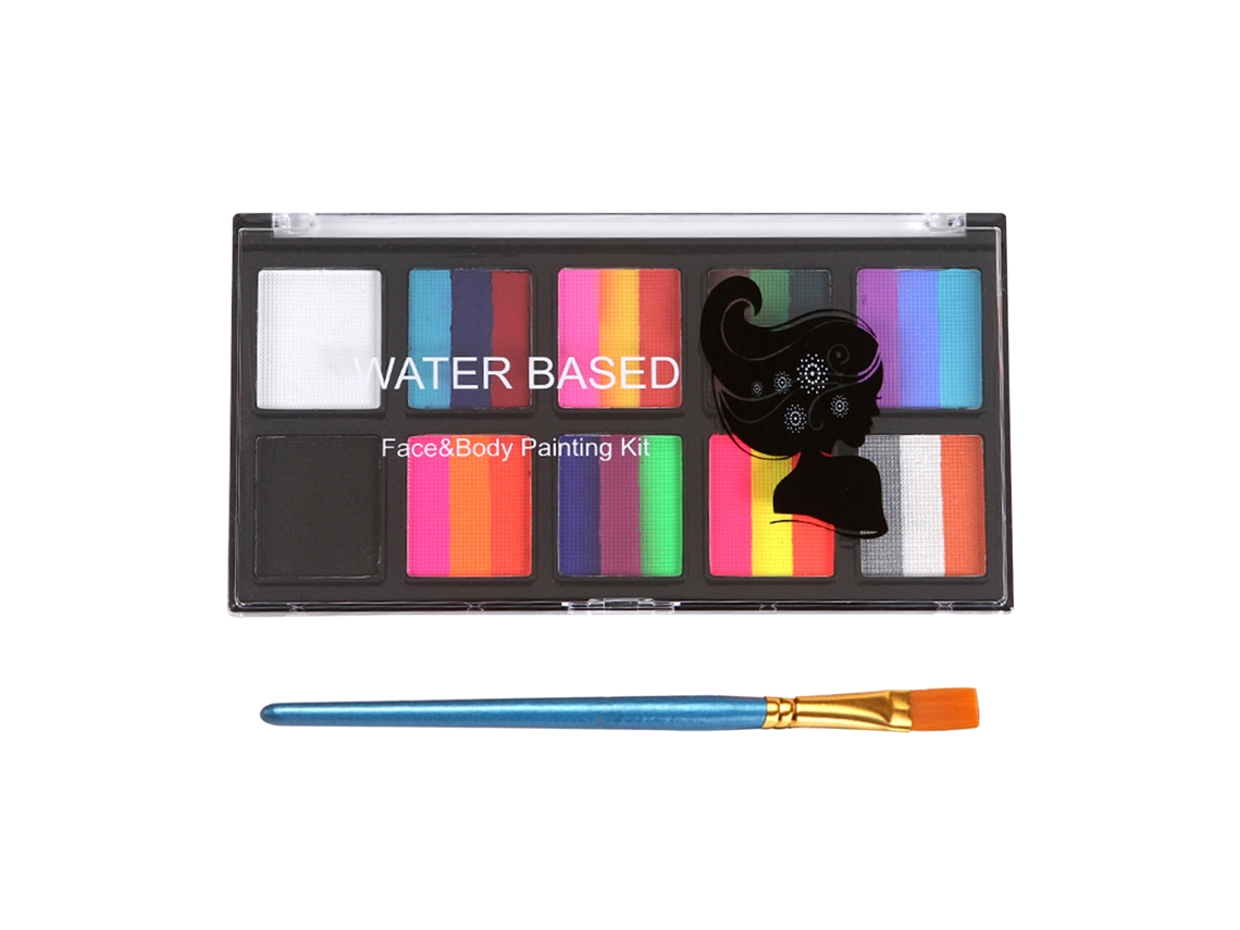 Kit De Pintura Facial Profesional Halloween 10 Cores