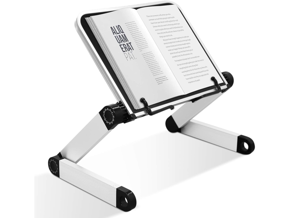 Suporte ajustável para laptop (2025), bandeja para livros com clipes laterais, ergonômico, Slowmoose