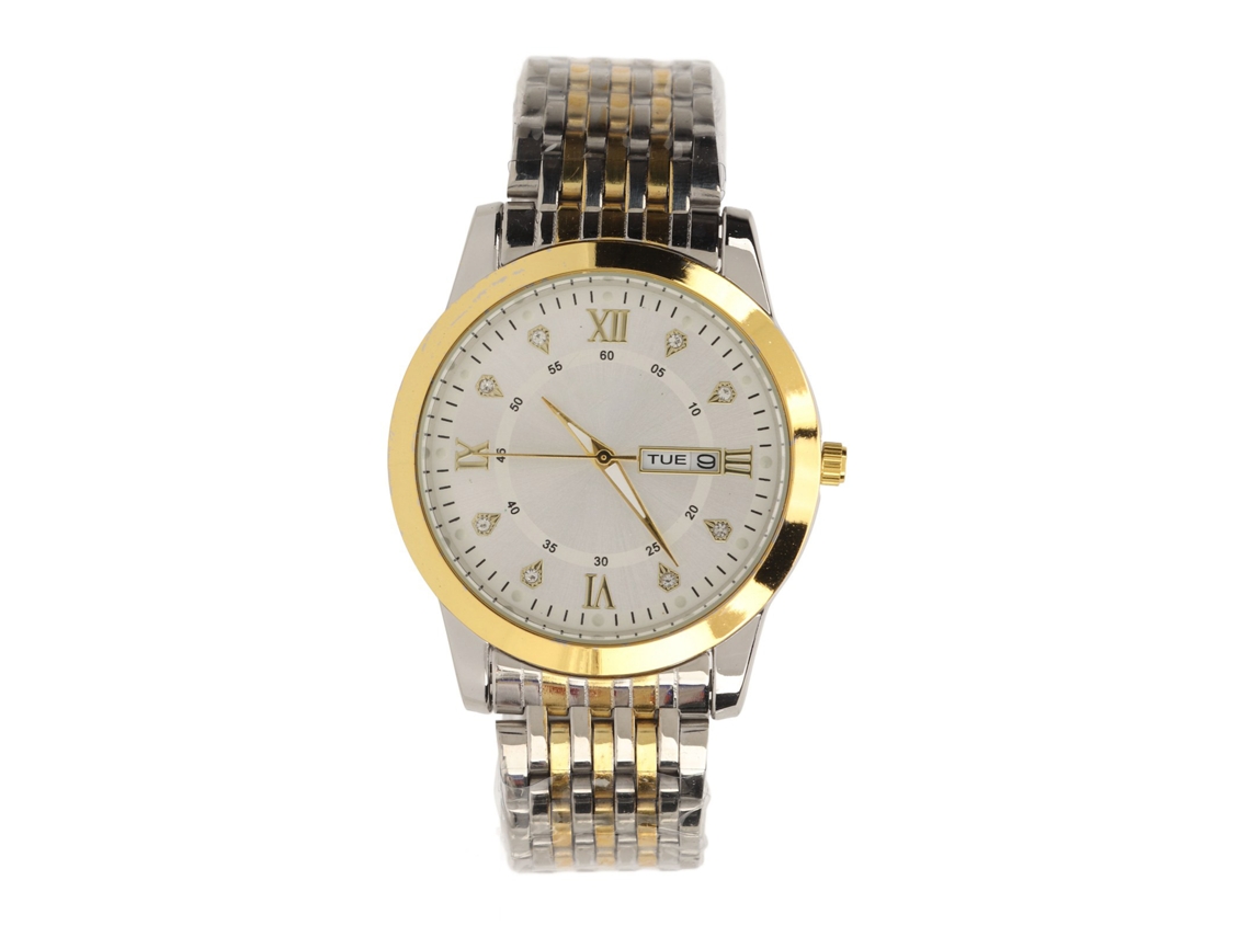 Relógio Masculino Business de quartzo com dia, data, resistente à água, casual, luxo, luminoso, prata ou ouro