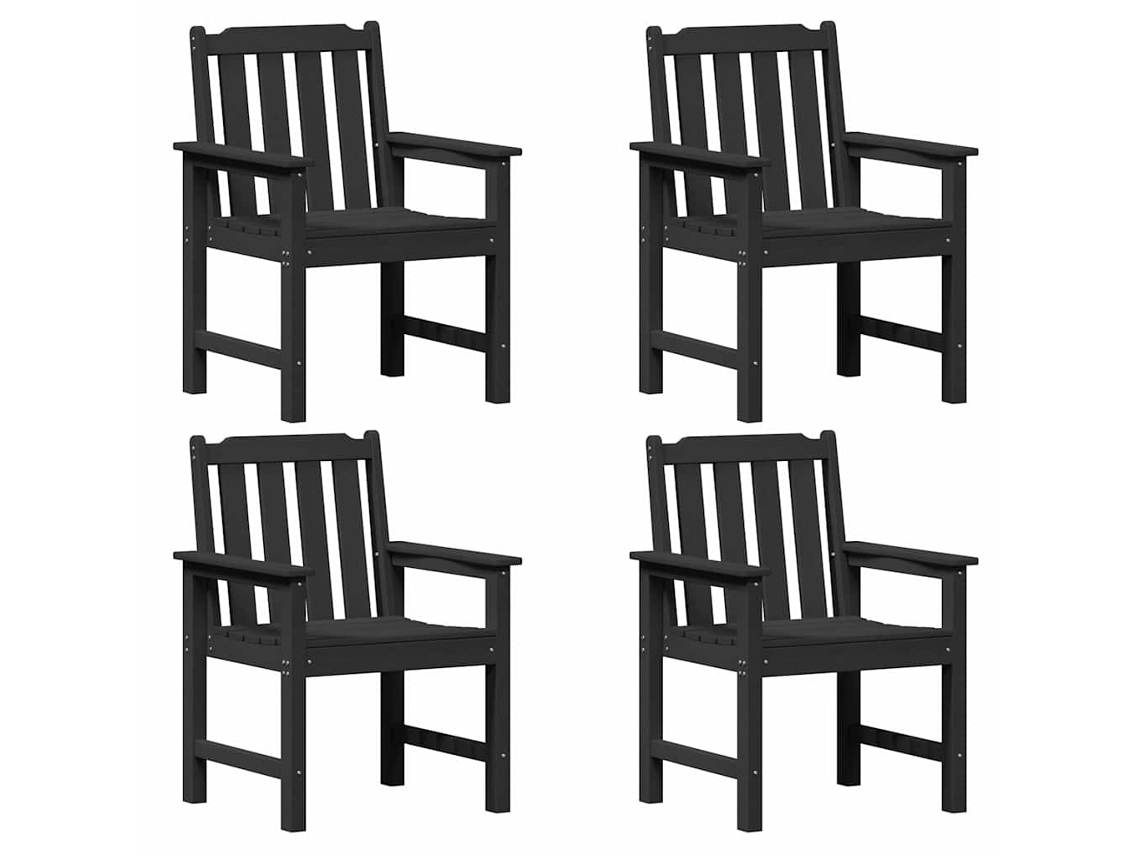 Conjunto 4 Cadeira De Jardim Vidaxl Preto Polietileno (65.5 X 59 X 88 Cm)