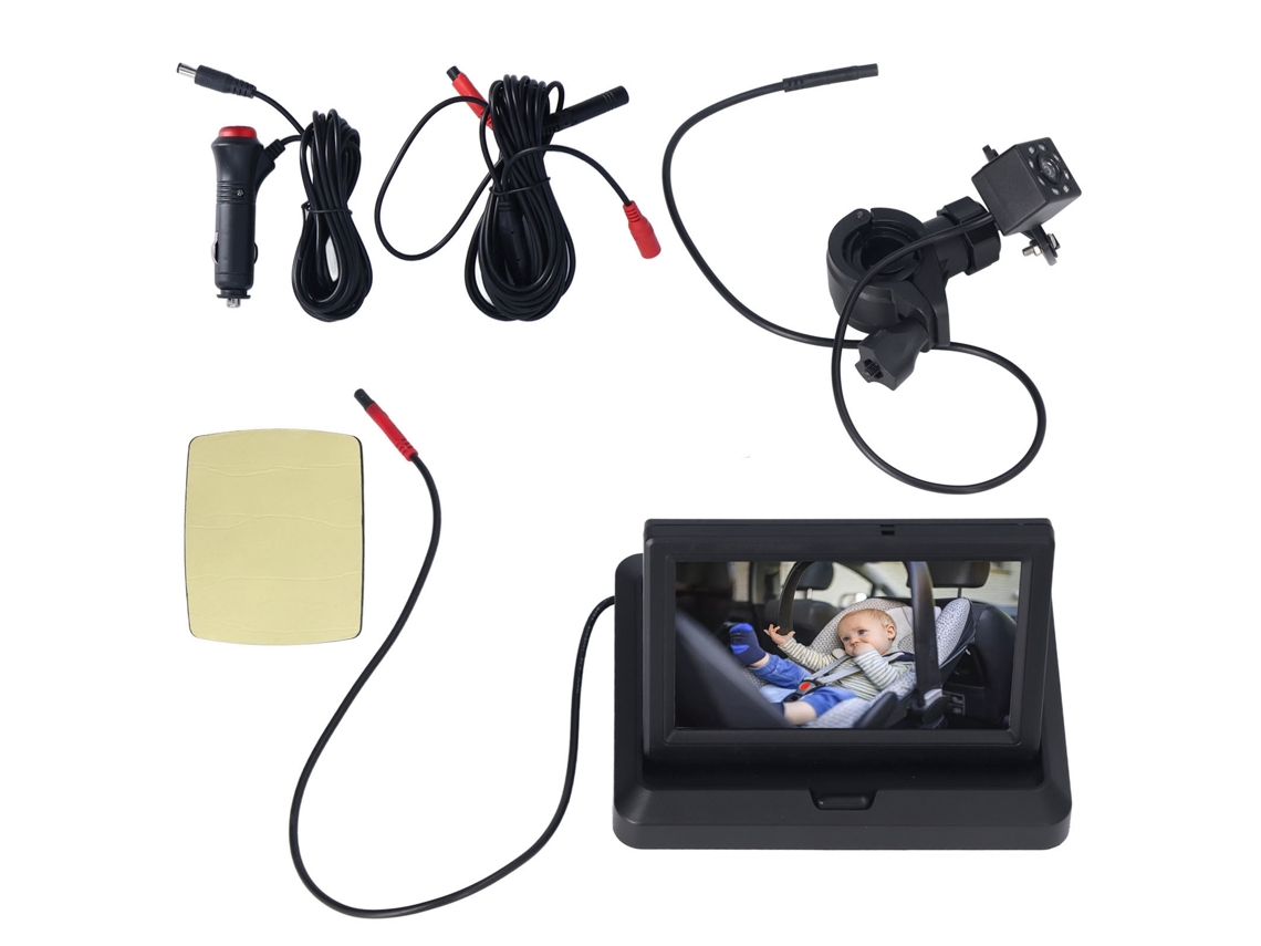 Câmera De Carro Para Bebês Com Luz Nítida E Potente, Visão Ampla Ajustável, Ré 4,3 Polegadas. Aquaforge