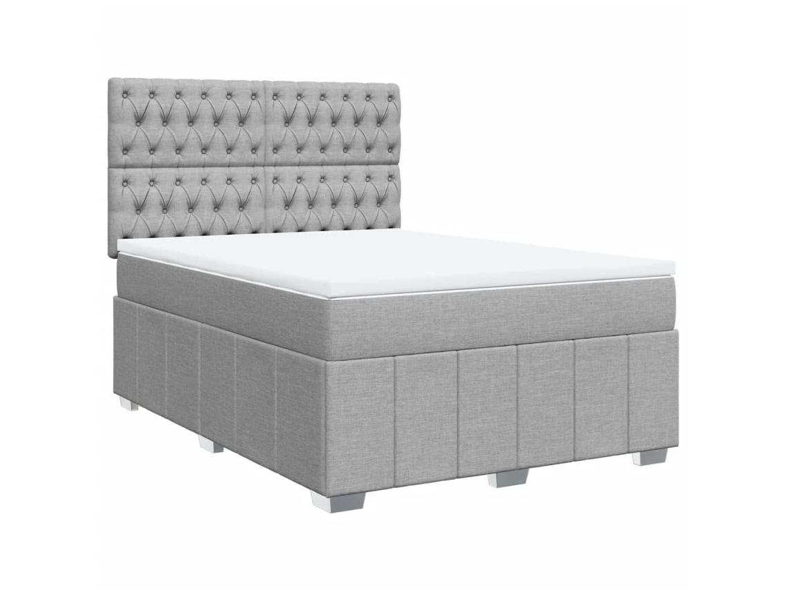 Cama com Molas e Colchão Tecido Cinzento Claro MAISON EXCLUSIVE (140x200 cm)