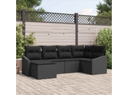 Vidaxl Conjunto De Sofás 6 Unid. Preto Vime Pe