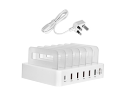 Carregador De Telefone Usb Com 6 Portas Qc3.0 Dock De Estação De Carregamento Rápido Type C