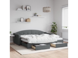 Vidaxl Sofá cama C/ Gavetão e Gavetas 90x200 Cm Tecido Cinzento escuro
