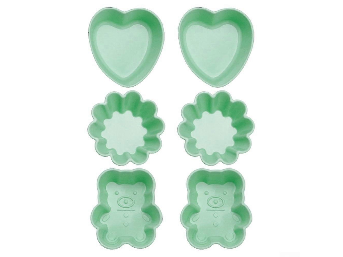 Forminhas De Silicone Para Cupcakes, Pacote Com 6 Unidades, Verdes, Reutilizáveis ​​e Resistentes Ao Calor, Próprias Para Lava-louças.
