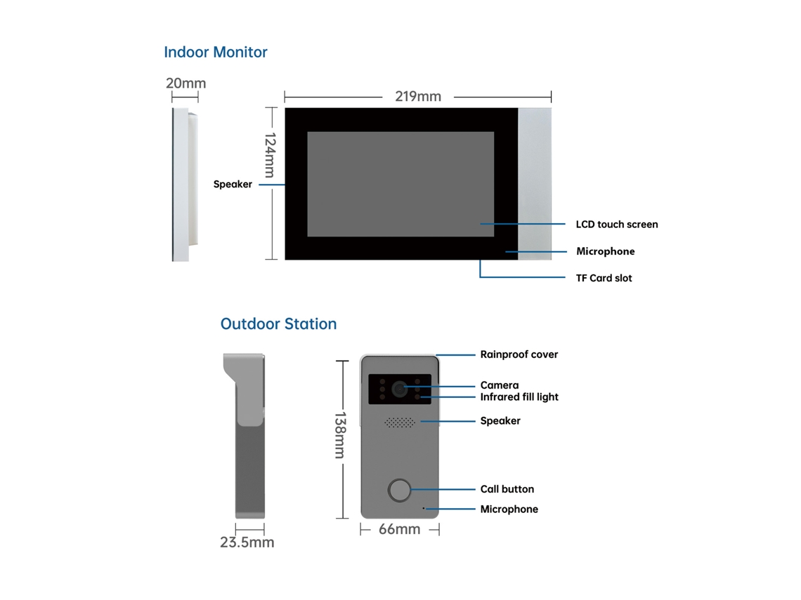 Um Interfone De Videoporteiro, Equipado Com Um Ecrã Tátil Lcd De 7 Polegadas E Compatível Com A Ty App.