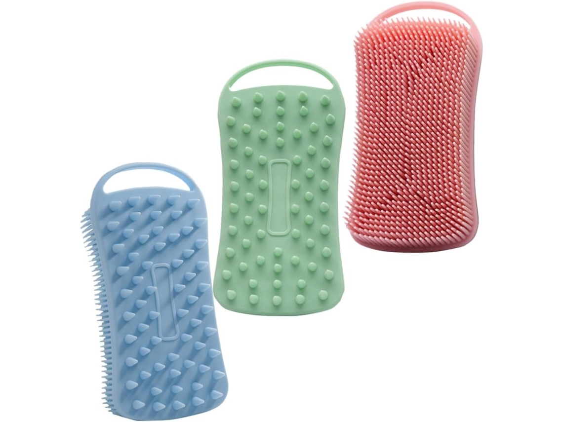 Lurelia Pack De 3 Escovas De Silicone Para Corpo E Rosto, Silicone Macio, Dupla Face E Massagem Suave, Rotina Spa Confortável