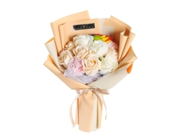 Presente de dia das mães Fasst, ramo de sabonete com cravos rosas e flores preservadas
