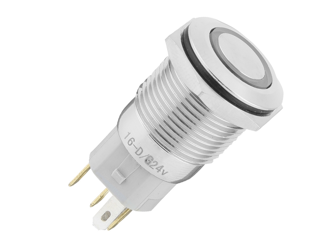 Interruptor de Botão Metal com Led Verde 24v Auto reset
