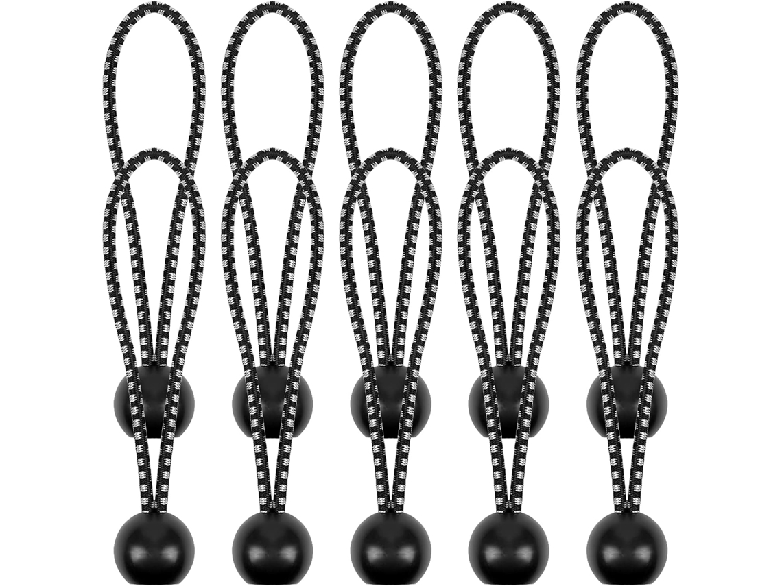 Cordas Elásticas Com Bola, 10 Unidades, Preto, Branco, Resistente, Durável, Para Lonas, Barracas, Camping