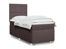 Vidaxl Cama Com Molas/colchão 80x200 Cm Tecido Castanho-escuro